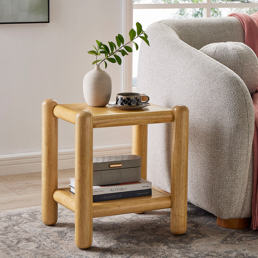 Solano Rectangular 2-Tier Side Table in Oak