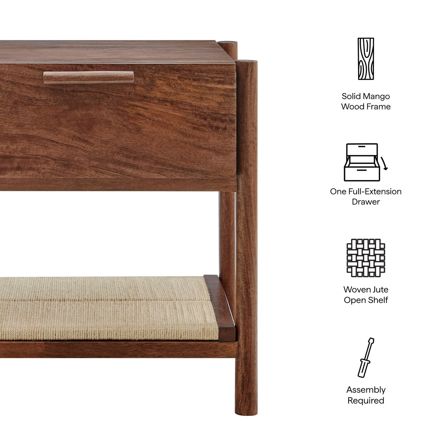 Oswin 1-Drawer Wood Nightstand by Furniture For America