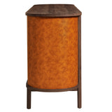 Verdant Curved 6-Drawer Vegan Leather Oval Dresser in Walnut Tan