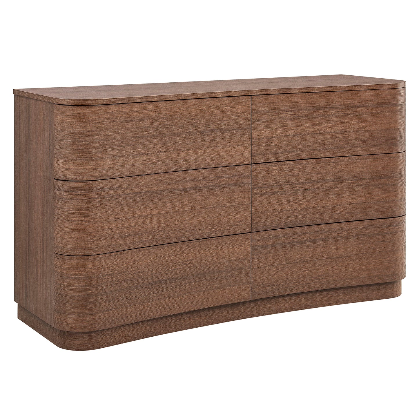 Mosaic 6-Drawer Curved Dresser in Brushed Brown Oak
