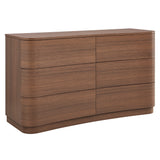 Mosaic 6-Drawer Curved Dresser in Brushed Brown Oak