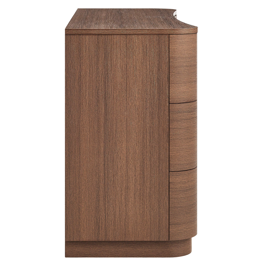 Mosaic 6-Drawer Curved Dresser in Brushed Brown Oak