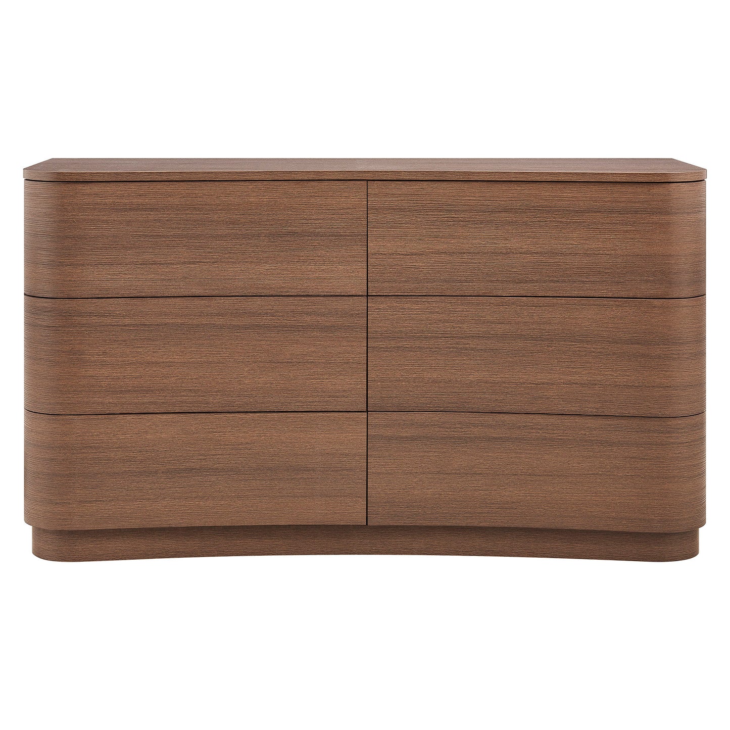 Mosaic 6-Drawer Curved Dresser in Brushed Brown Oak