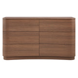 Mosaic 6-Drawer Curved Dresser in Brushed Brown Oak