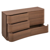 Mosaic 6-Drawer Curved Dresser in Brushed Brown Oak