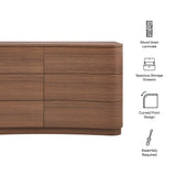 Mosaic 6-Drawer Curved Dresser in Brushed Brown Oak