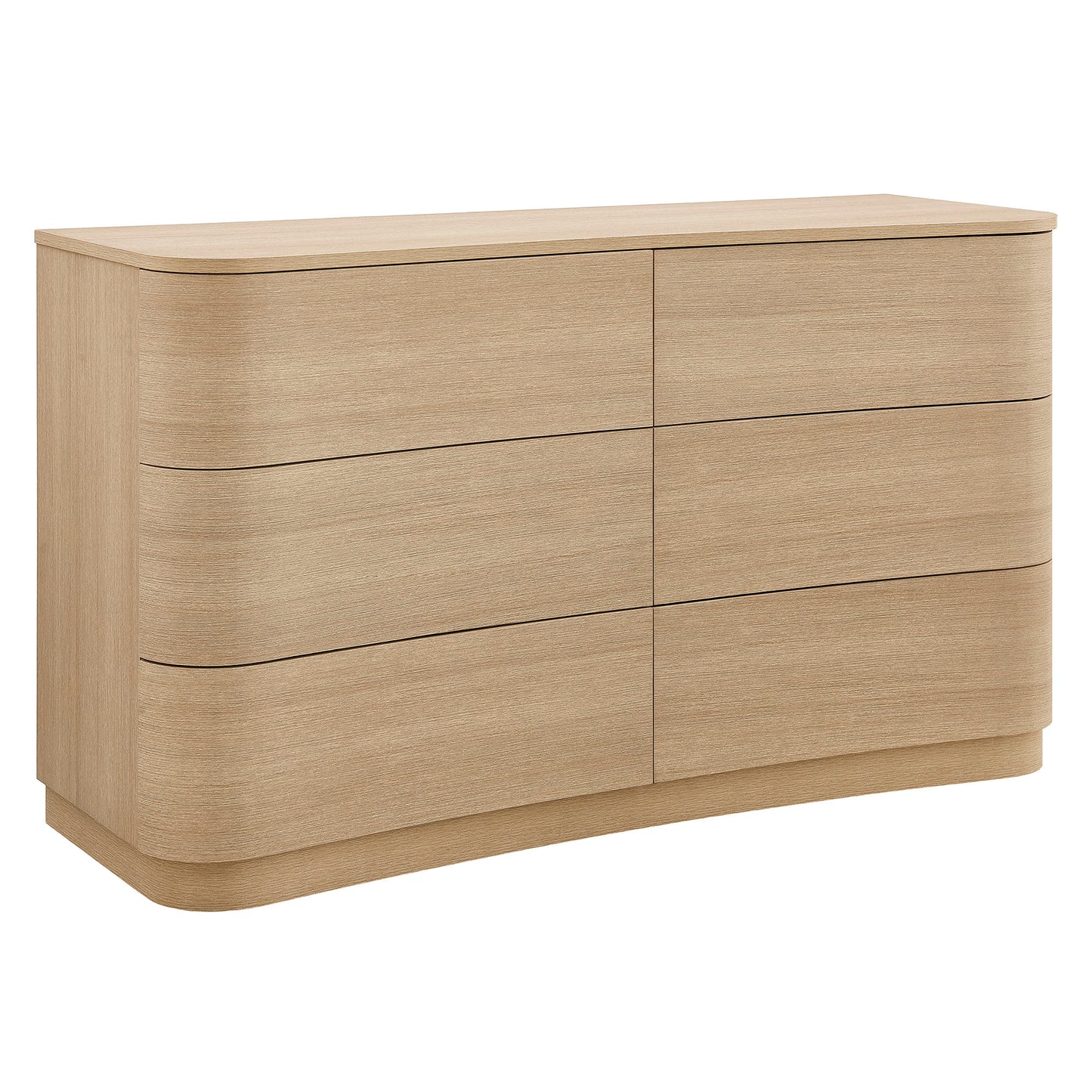 Mosaic 6-Drawer Curved Dresser in Brushed Light Oak