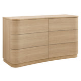 Mosaic 6-Drawer Curved Dresser in Brushed Light Oak