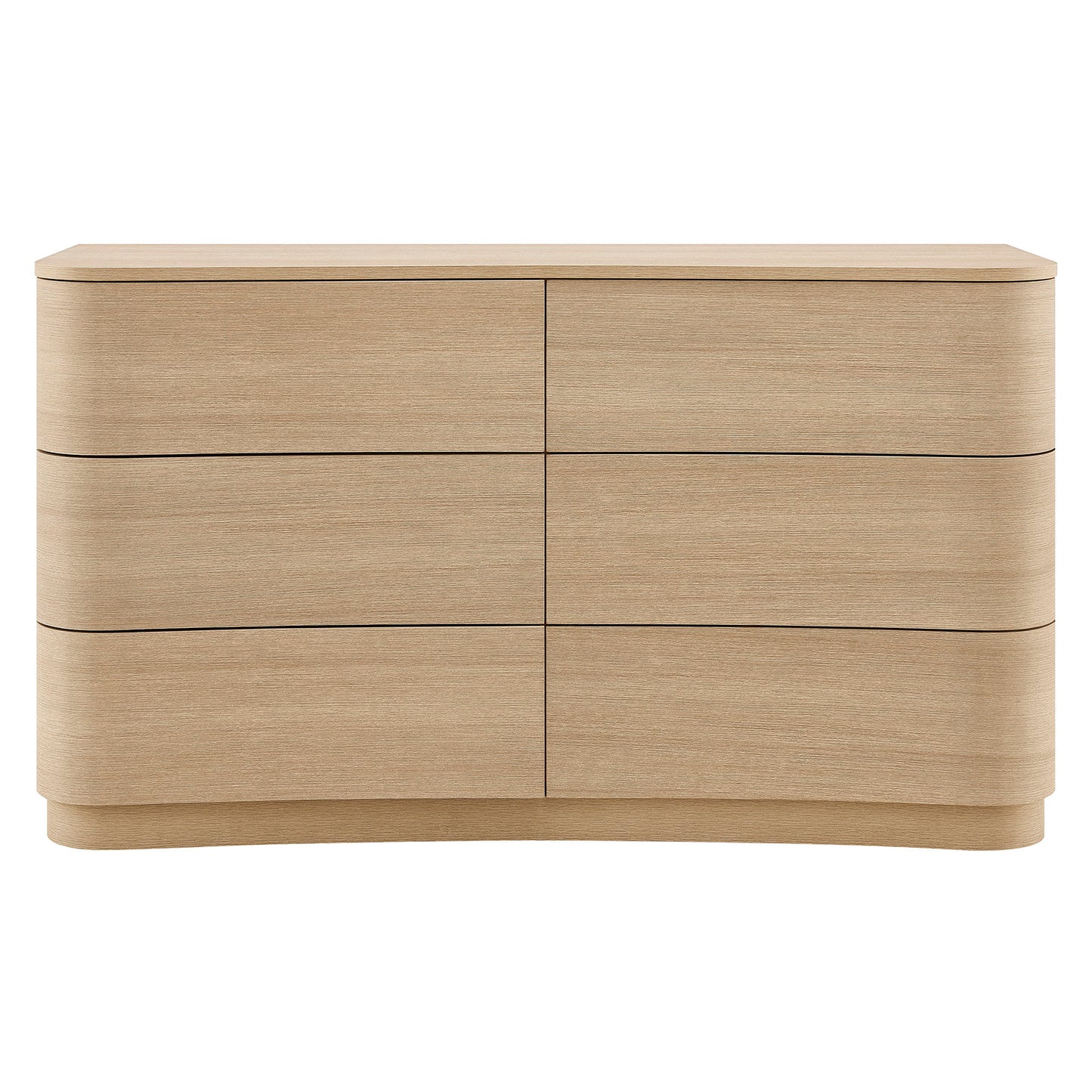 Mosaic 6-Drawer Curved Dresser in Brushed Light Oak