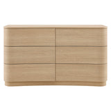 Mosaic 6-Drawer Curved Dresser in Brushed Light Oak