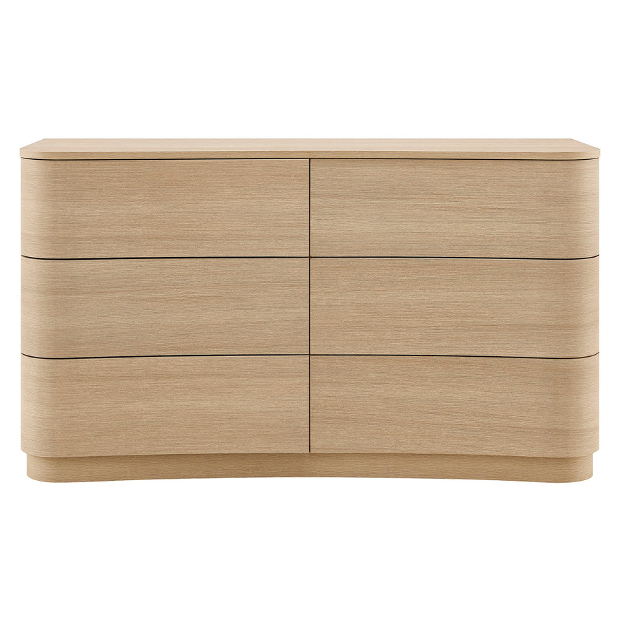 Mosaic 6-Drawer Curved Dresser in Brushed Light Oak