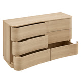 Mosaic 6-Drawer Curved Dresser in Brushed Light Oak