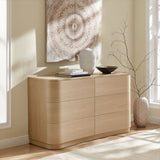 Mosaic 6-Drawer Curved Dresser in Brushed Light Oak