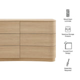 Mosaic 6-Drawer Curved Dresser in Brushed Light Oak