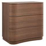 Mosaic 3-Drawer Curved Compact Dresser in Brushed Brown Oak