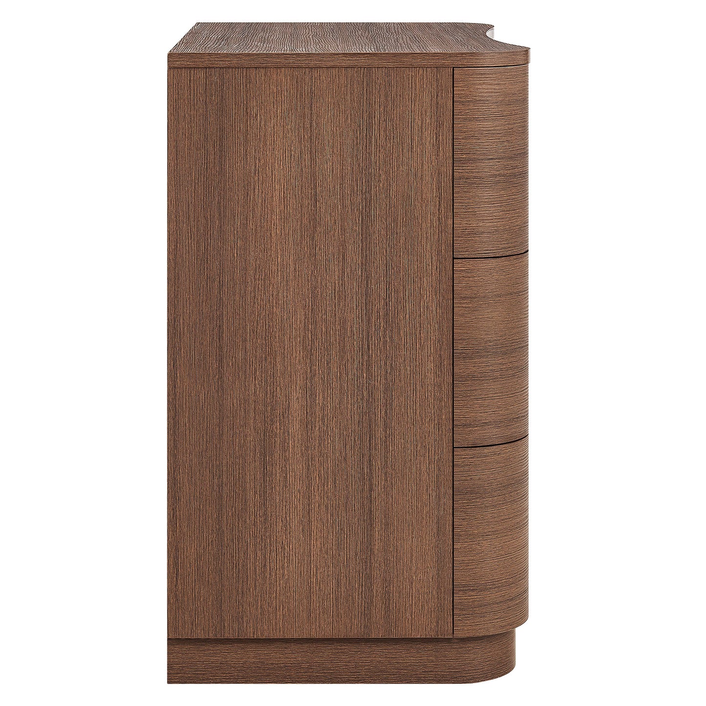 Mosaic 3-Drawer Curved Compact Dresser in Brushed Brown Oak