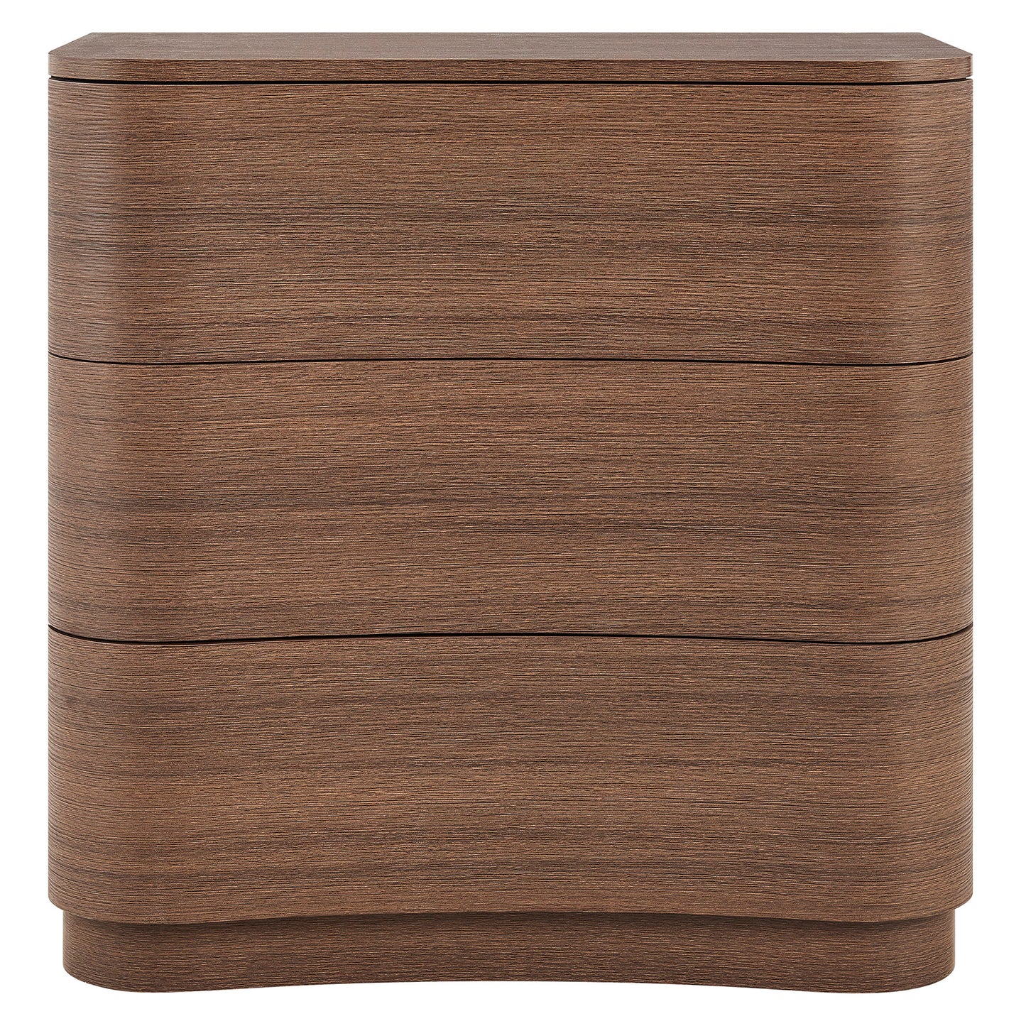 Mosaic 3-Drawer Curved Compact Dresser in Brushed Brown Oak