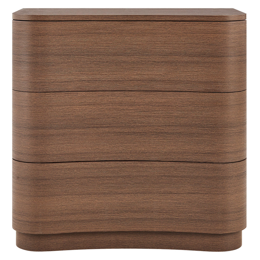 Mosaic 3-Drawer Curved Compact Dresser in Brushed Brown Oak