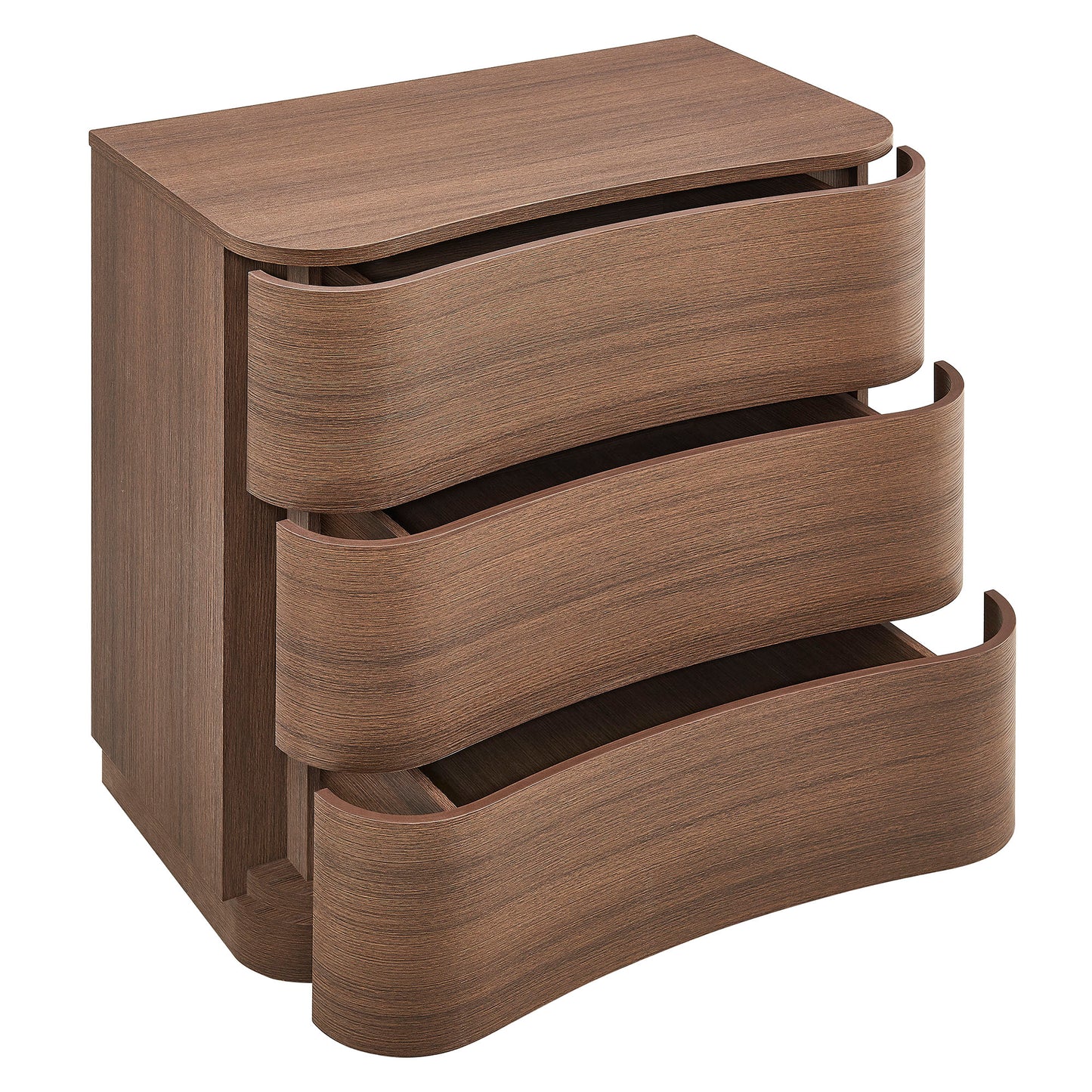 Mosaic 3-Drawer Curved Compact Dresser in Brushed Brown Oak