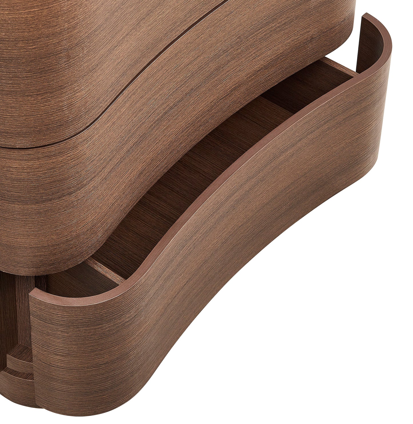 Mosaic 3-Drawer Curved Compact Dresser in Brushed Brown Oak