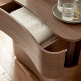 Mosaic 3-Drawer Curved Compact Dresser in Brushed Brown Oak
