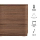 Mosaic 3-Drawer Curved Compact Dresser in Brushed Brown Oak