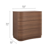 Mosaic 3-Drawer Curved Compact Dresser in Brushed Brown Oak