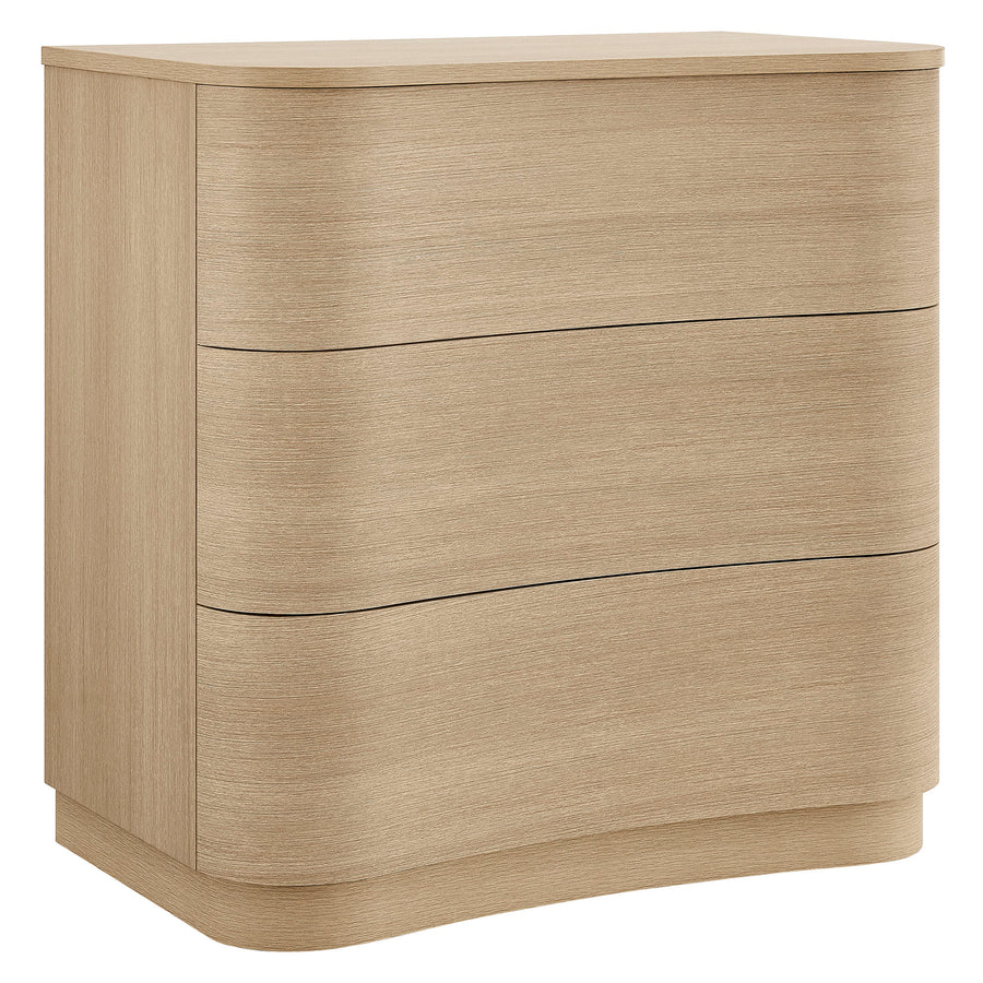 Mosaic 3-Drawer Curved Compact Dresser in Brushed Light Oak