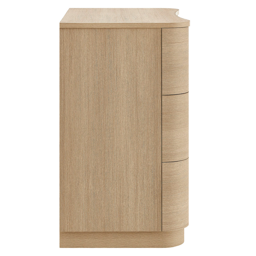 Mosaic 3-Drawer Curved Compact Dresser in Brushed Light Oak