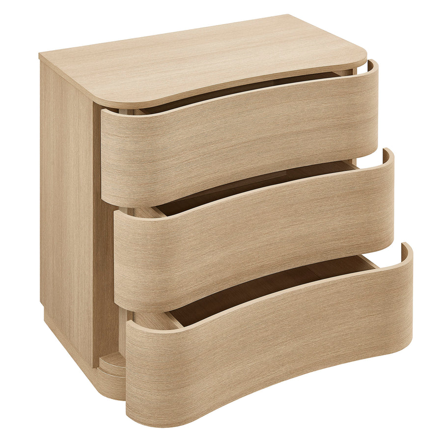 Mosaic 3-Drawer Curved Compact Dresser in Brushed Light Oak