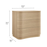 Mosaic 3-Drawer Curved Compact Dresser in Brushed Light Oak