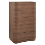 Mosaic 5-Drawer Curved Dresser Chest of Drawers in Brushed Brown Oak