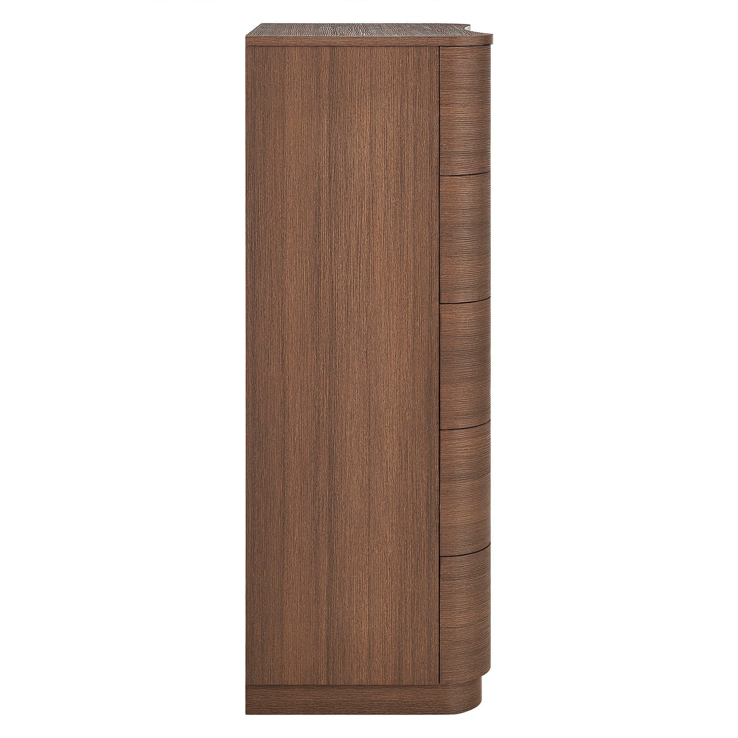 Mosaic 5-Drawer Curved Dresser Chest of Drawers in Brushed Brown Oak