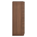 Mosaic 5-Drawer Curved Dresser Chest of Drawers in Brushed Brown Oak
