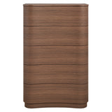 Mosaic 5-Drawer Curved Dresser Chest of Drawers in Brushed Brown Oak