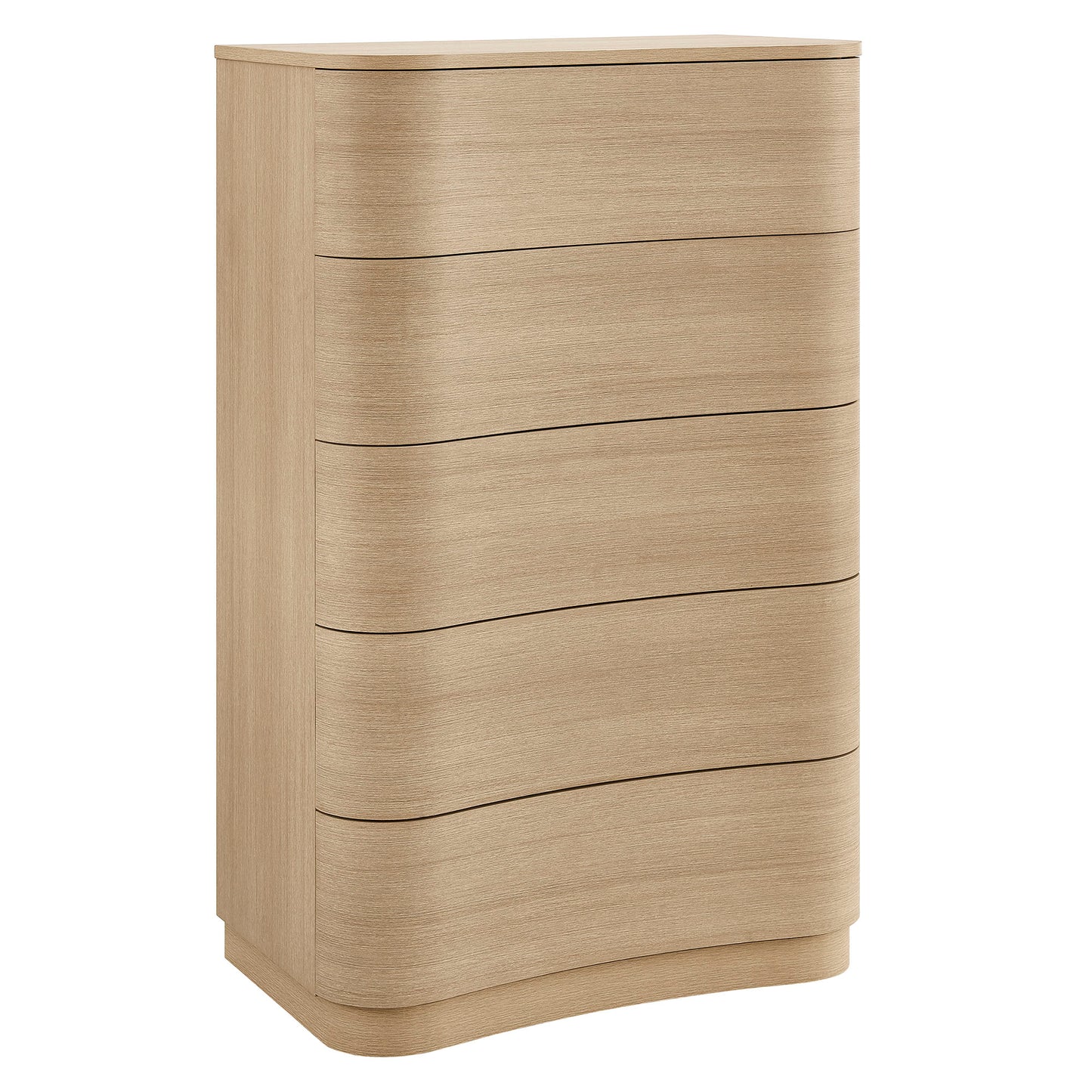 Mosaic 5-Drawer Curved Dresser Chest of Drawers in Brush Light Oak