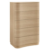 Mosaic 5-Drawer Curved Dresser Chest of Drawers in Brush Light Oak