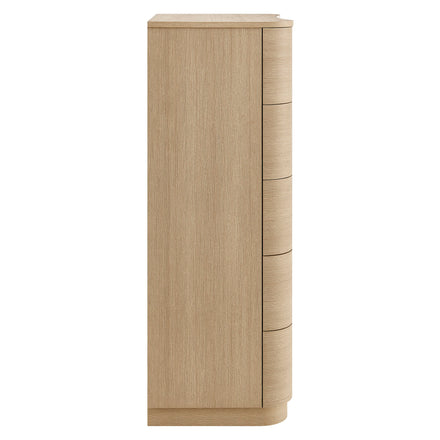Mirae 5-Drawer Curved Dresser Chest of Drawers in Brush Light Oak