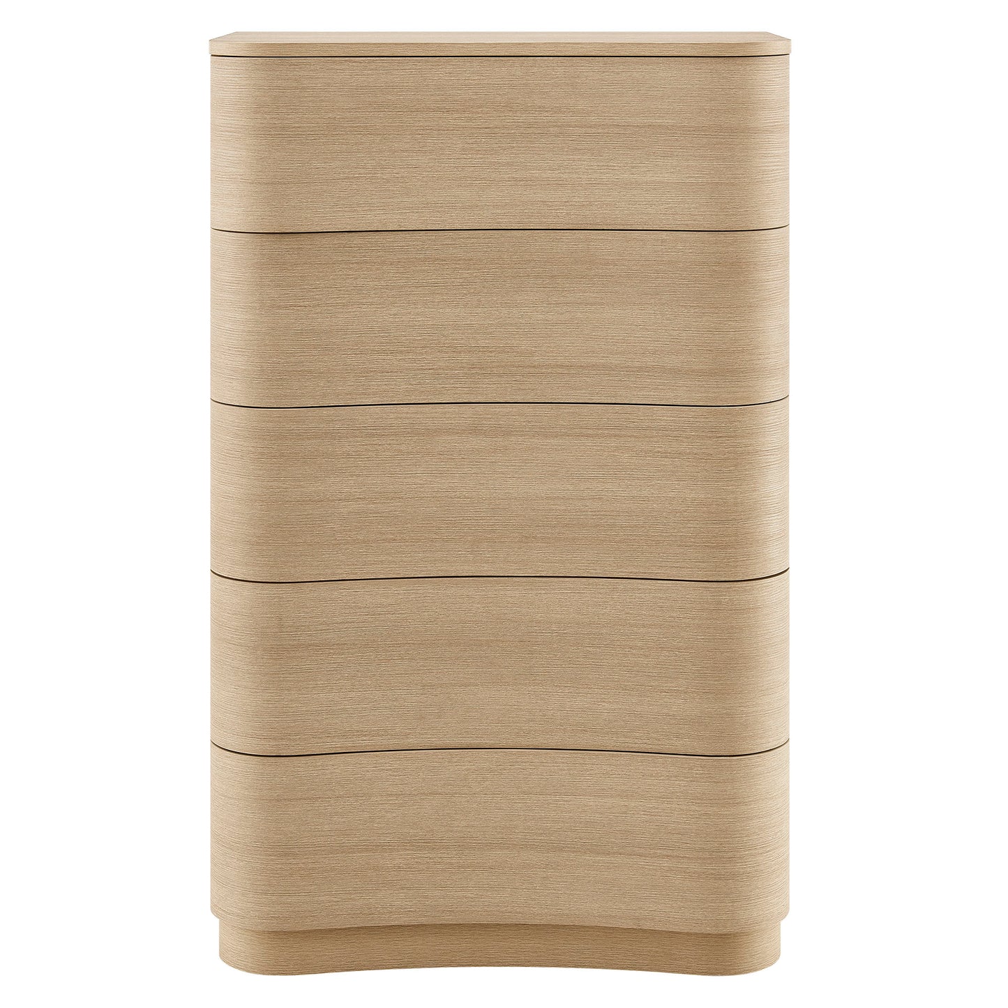 Mosaic 5-Drawer Curved Dresser Chest of Drawers in Brush Light Oak