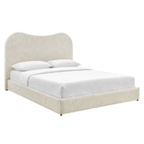 Birr Boucle Queen Platform Bed in Pearl