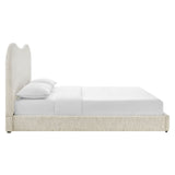 Birr Boucle Queen Platform Bed in Pearl