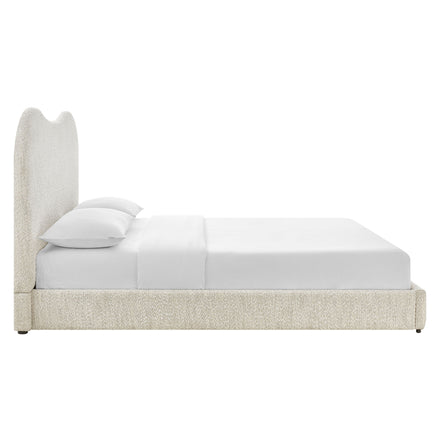 Seluna Boucle Queen Platform Bed in Pearl
