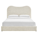 Birr Boucle Queen Platform Bed in Pearl
