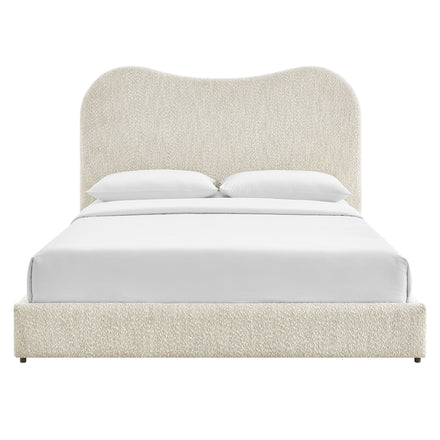 Seluna Boucle Queen Platform Bed in Pearl