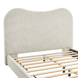 Birr Boucle Queen Platform Bed in Pearl