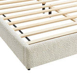 Birr Boucle Queen Platform Bed in Pearl