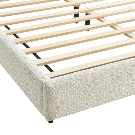 Seluna Boucle Queen Platform Bed in Pearl