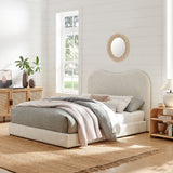 Birr Boucle Queen Platform Bed in Pearl