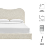 Birr Boucle Queen Platform Bed in Pearl