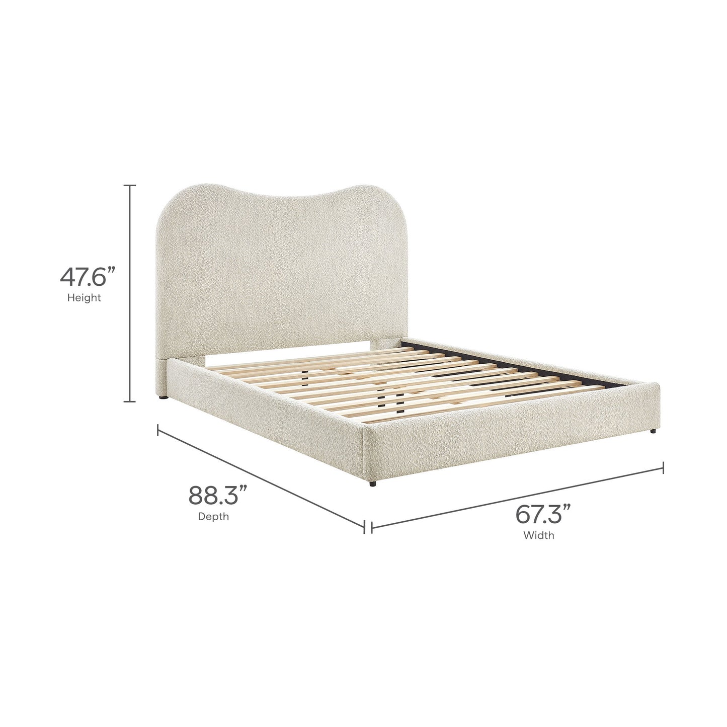 Seluna Boucle Queen Platform Bed by Furniture For America